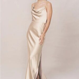 Revelry Women's Satin Maxi Dress in Champagne